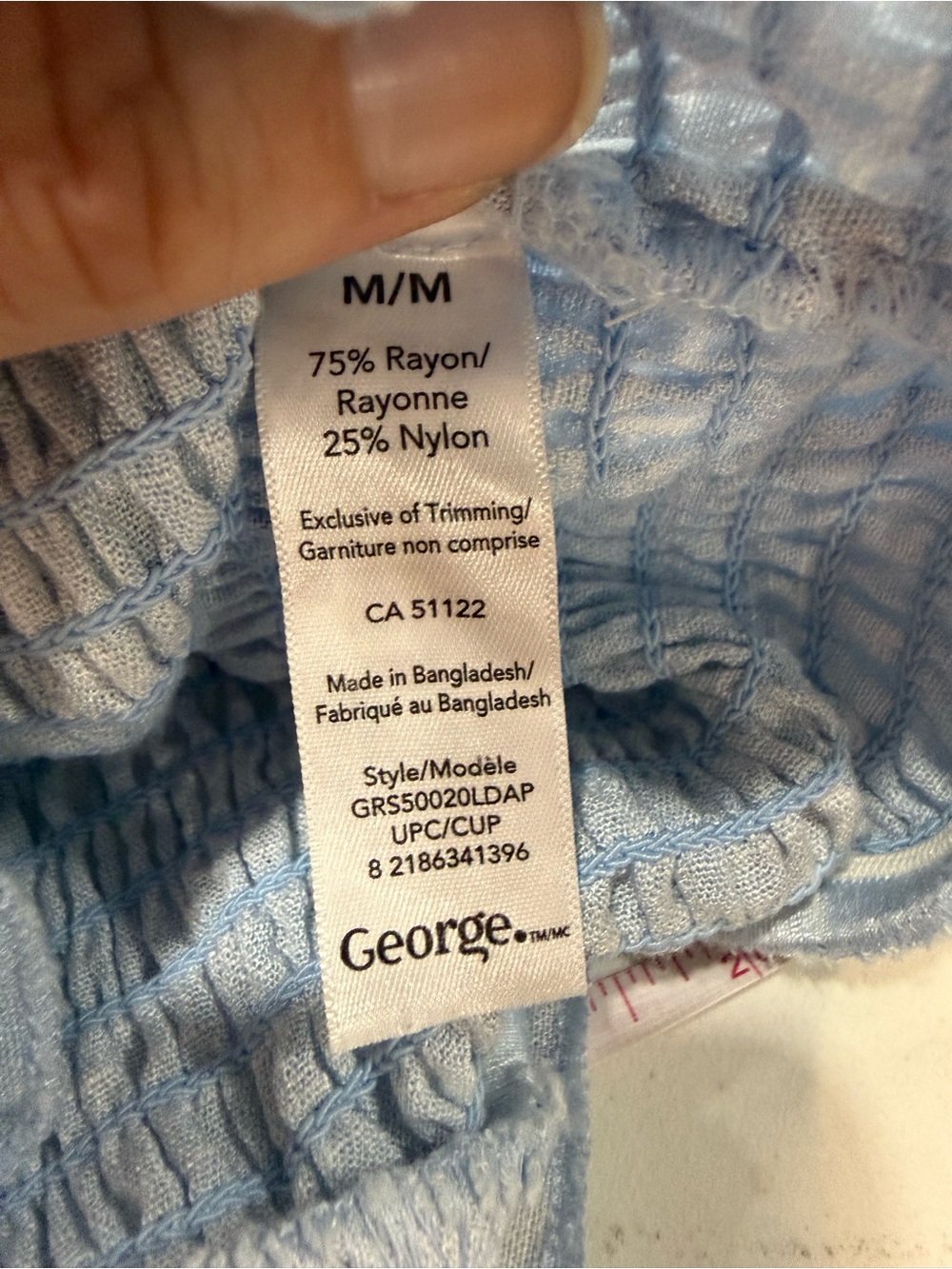George Light Blue Smocked Puff Sleeve Crop Top | Medium - Picture 4 of 4